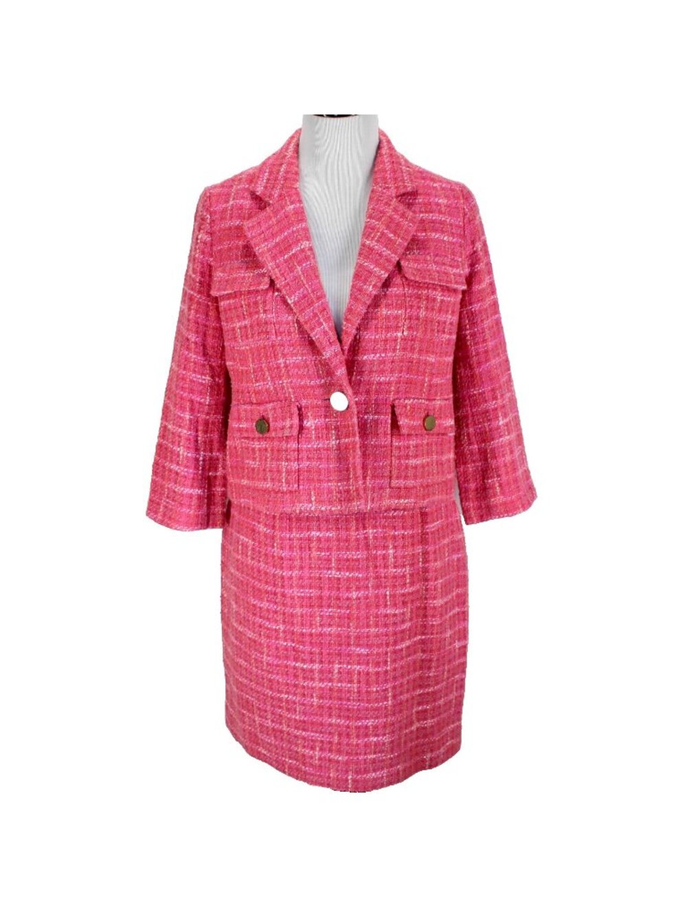 Kate Spade Blazer Skirt Suit Womens Size 6 Pink Woven 3/4 Sleeve 2 Piece Set